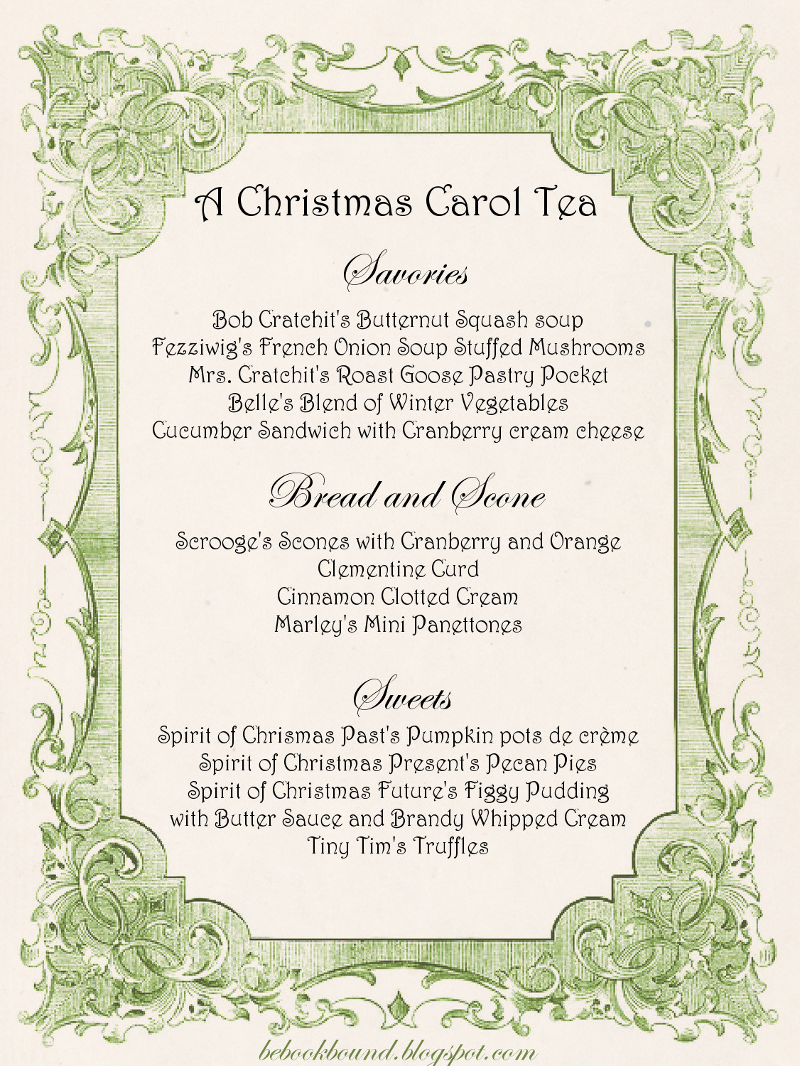 Tea Party Menus Ideas
 Be Book Bound A Christmas Carol Tea Party