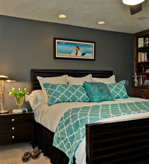 Teal Accent Wall Bedroom
 61 best images about Turquoise and Brown Bedding on