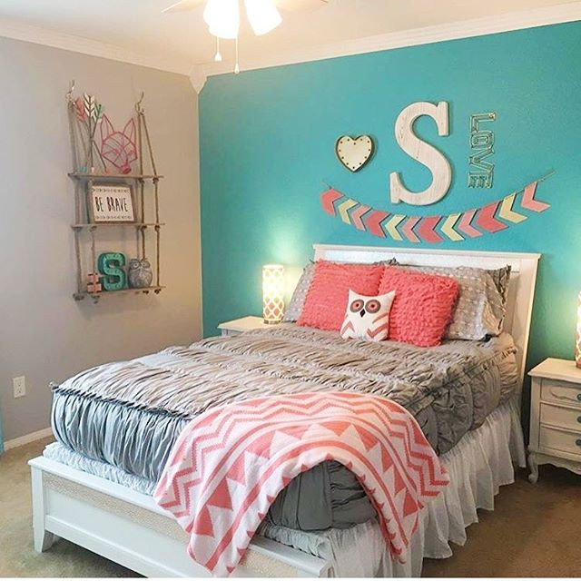 Teal Accent Wall Bedroom
 Pin on Girl room decor