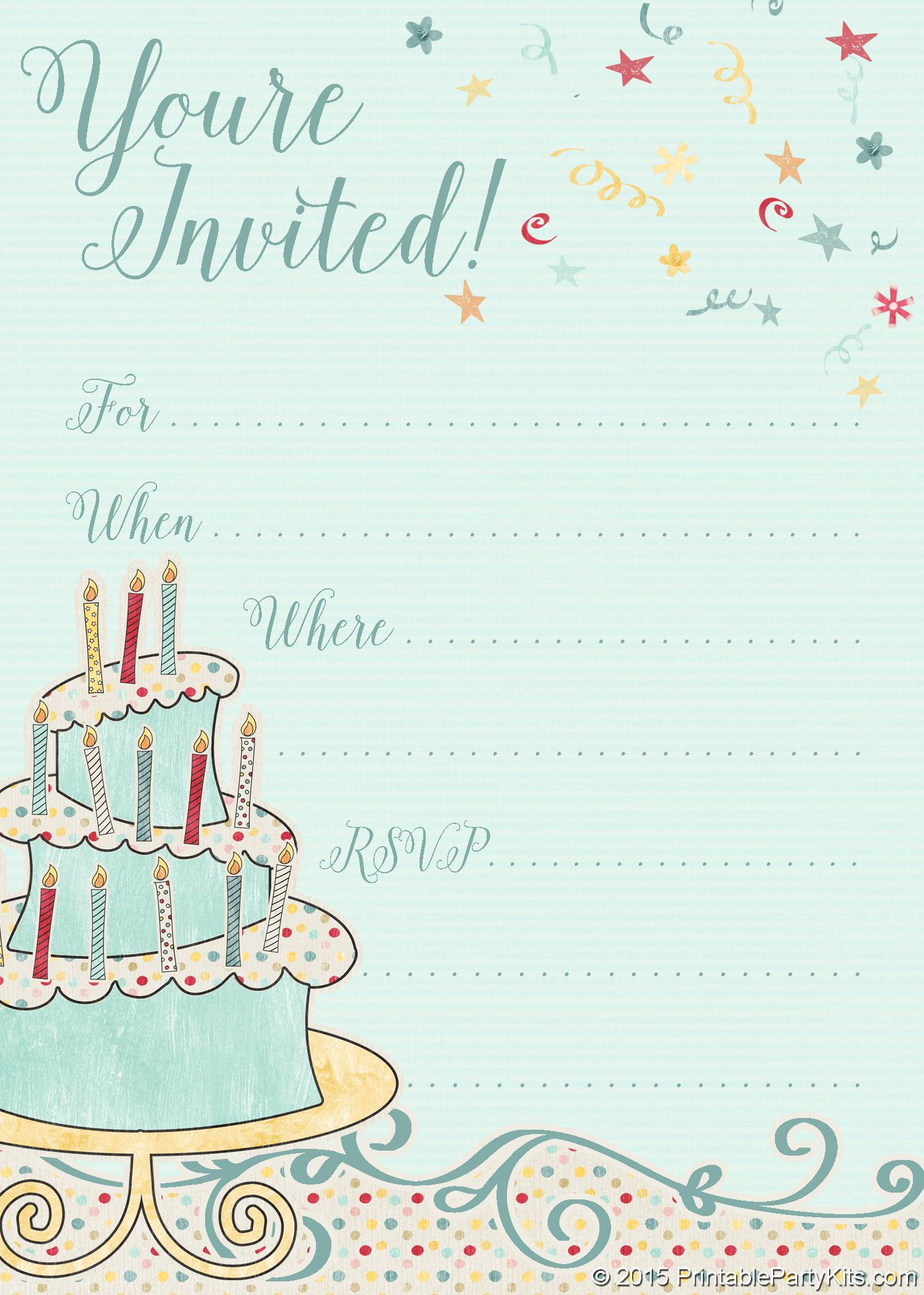 Templates For Birthday Invitations
 FREE Printable Whimsical Birthday Party Invitation