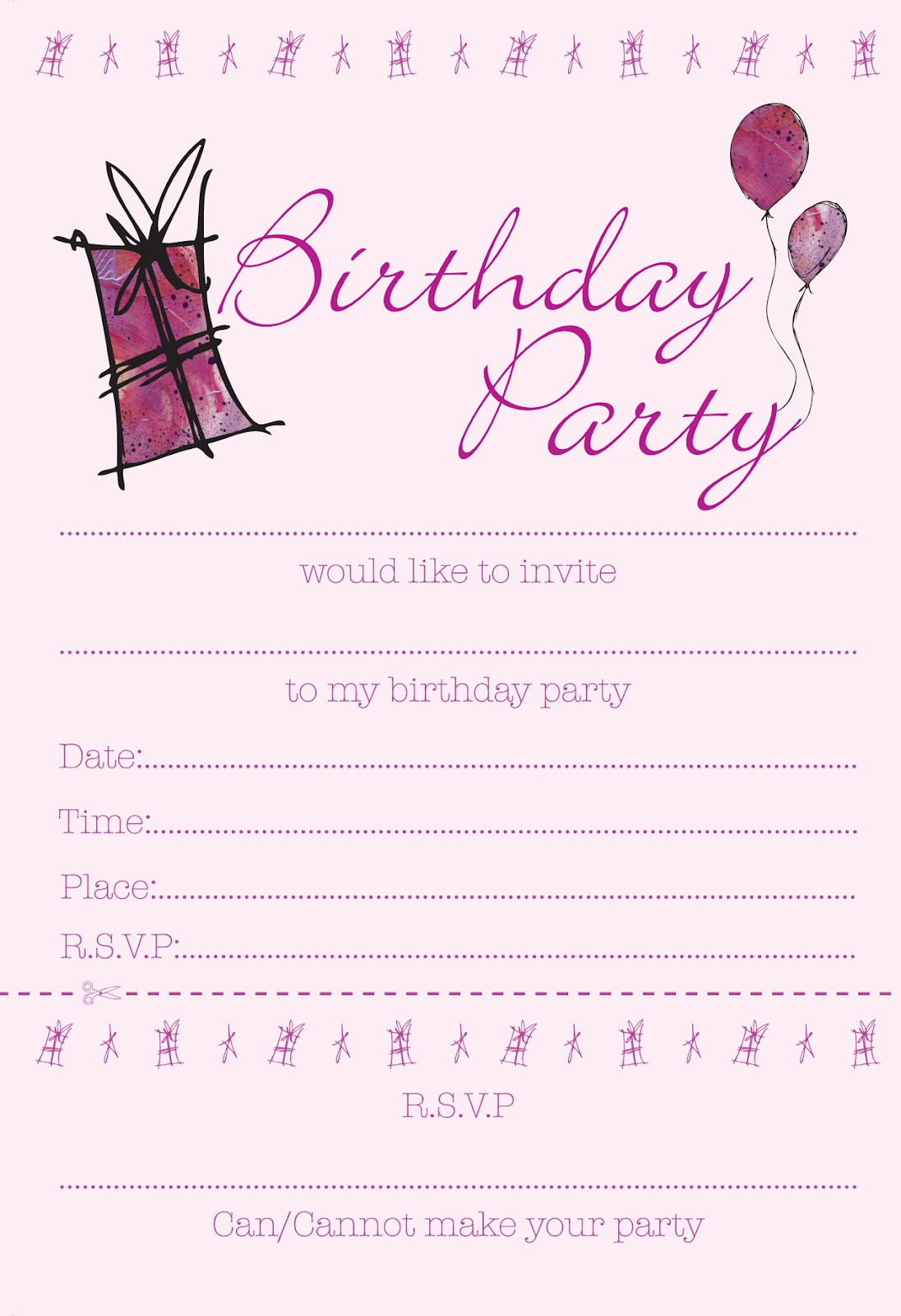 Templates For Birthday Invitations
 40th Birthday Ideas Teenage Girl Birthday Invitation