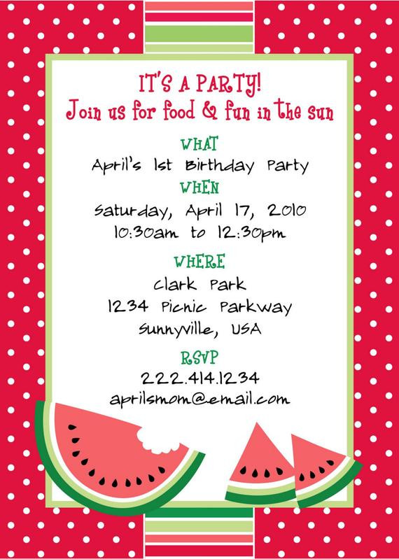 Templates For Birthday Invitations
 PRINTABLE watermelon themed party invitation