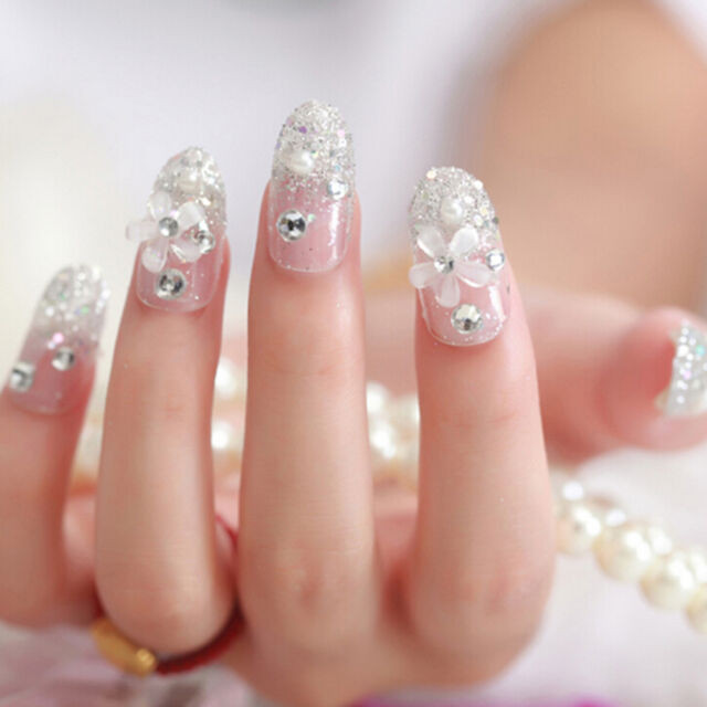 Temporary Nails For A Wedding
 3d Bride Wedding False Artificial Fake Nails Tips French