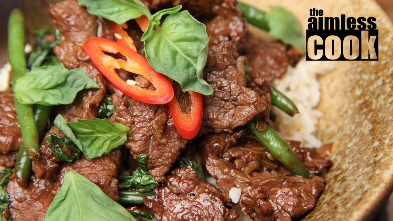Thai Beef Basil Recipes
 Thai Beef and Basil Stirfry Thai Cooking