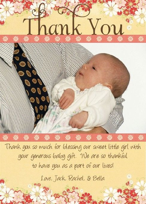 Thank You Card For Baby Shower Gift
 baby shower t card thank you wording