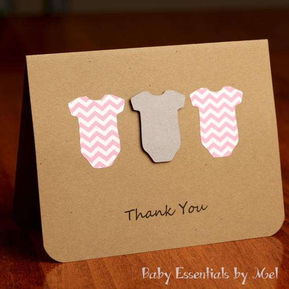 Thank You Card For Baby Shower Gift
 Items similar to Set of 6 Thank You Cards baby shower