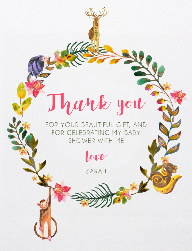 Thank You Card For Baby Shower Gift
 Alluring Forest DP