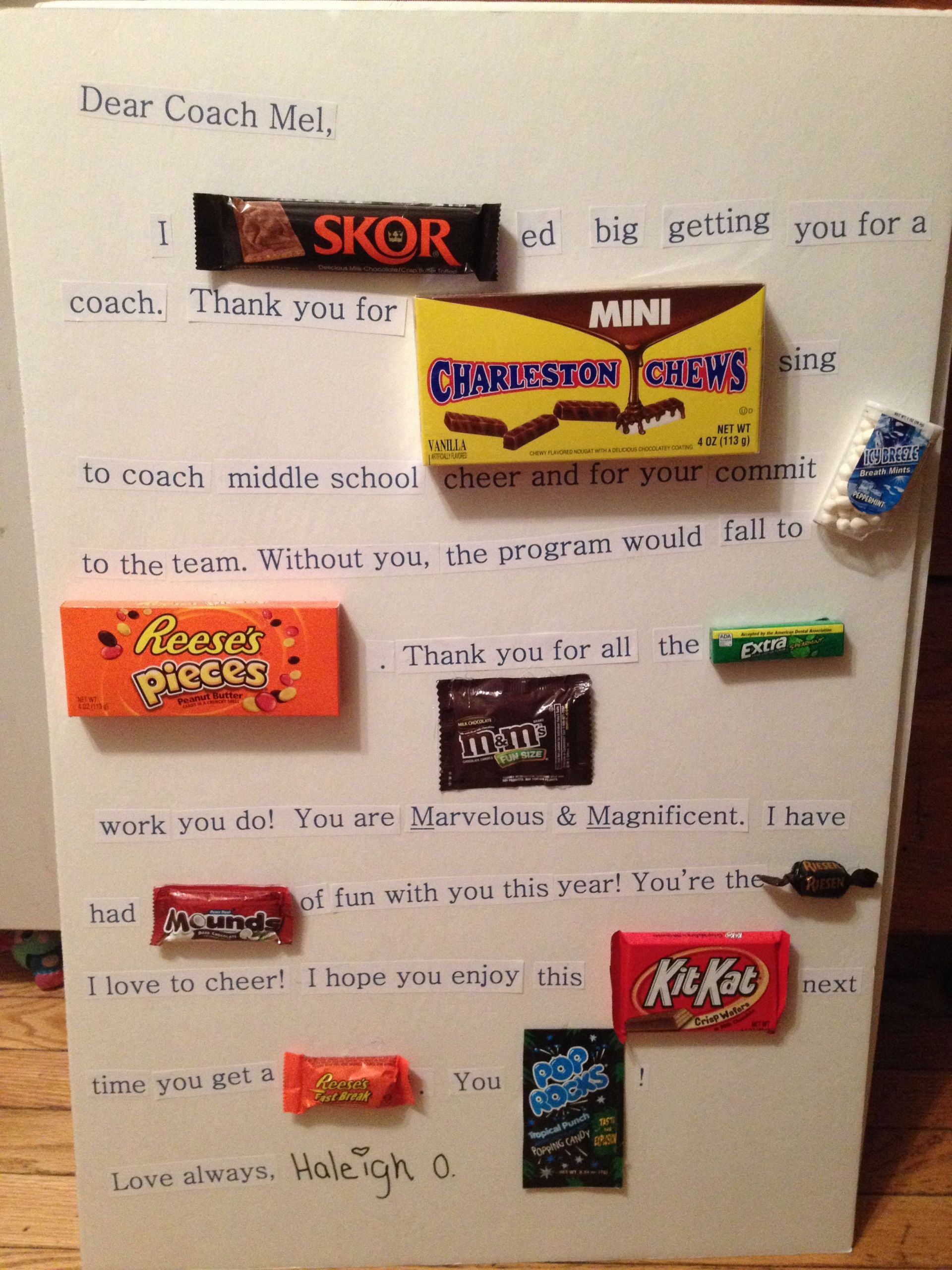 Thank You Coach Gift Ideas
 A thank you t for my daughter s cheer coach Candy