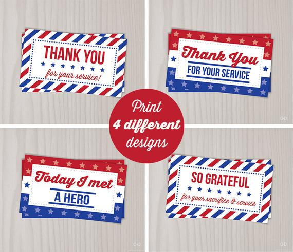 Thank You For Your Service Gift Ideas
 Instant Download Veterans Day Thank You Cards Military Thank