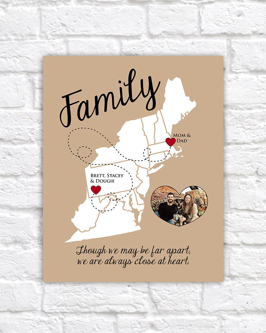 Thank You Gift Ideas For Family
 East Coast Map Family Gift Moving Away Gift Personalized