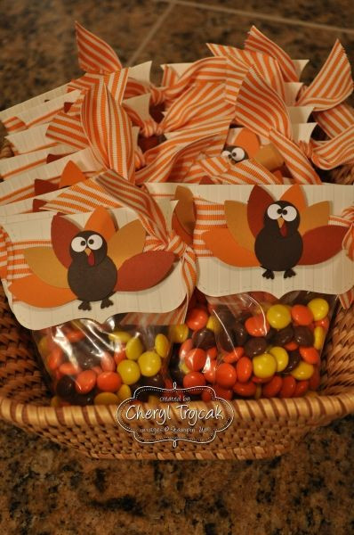 Thanksgiving Gift Bag Ideas
 Stampin Up Top Note Cheryl Trojcak Turkey Punch Art