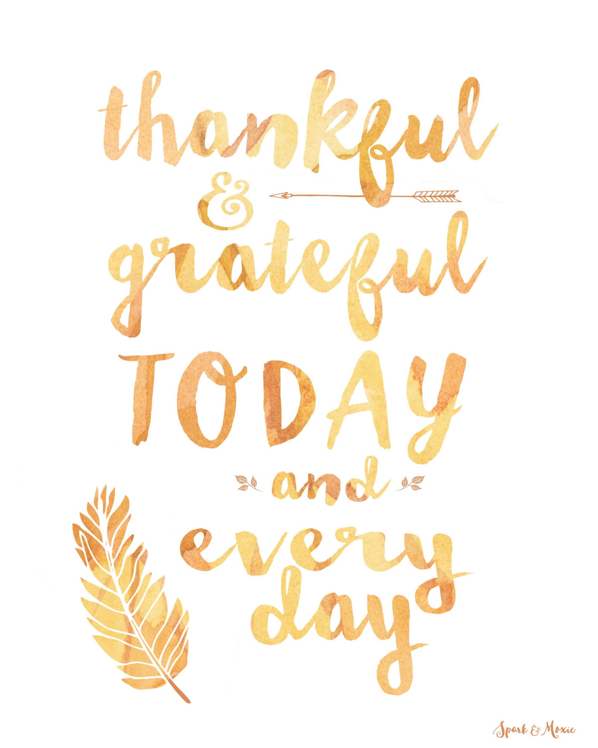 Thanksgiving Quotes Cute
 Thankful & Grateful Quote Art Freebie