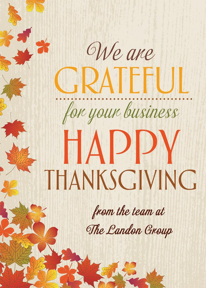 Thanksgiving Quotes For Business
 Business Imprint Thanksgiving Card Leaves by Brookhollow