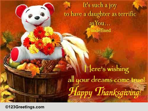 Thanksgiving Quotes For Daughter
 Terrific Daughter Free Family eCards Greeting Cards