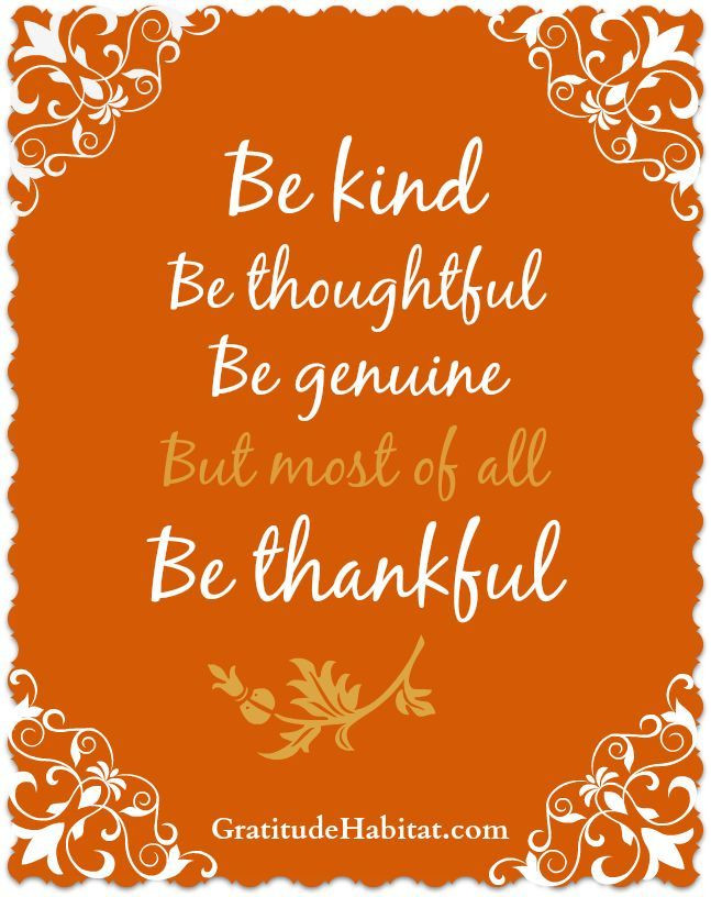 Thanksgiving Quotes Instagram
 Be kind thoughtful genuine and most of all thankful 8 x