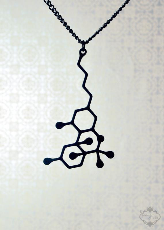 Thc Molecule Necklace
 THC Molecule necklace in black stainless steel by FableAndFury