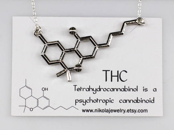 Thc Molecule Necklace
 THC Molecule Necklace Marijuana Necklace Silver or Gold