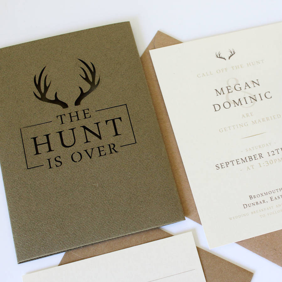 The Hunt Is Over Wedding Invitations
 the hunt is over pocket wedding invitation suite by