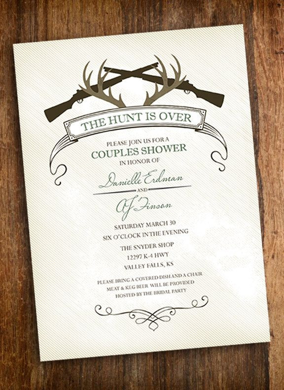The Hunt Is Over Wedding Invitations
 The Hunt Is Over Hunting Couples Shower Invitation