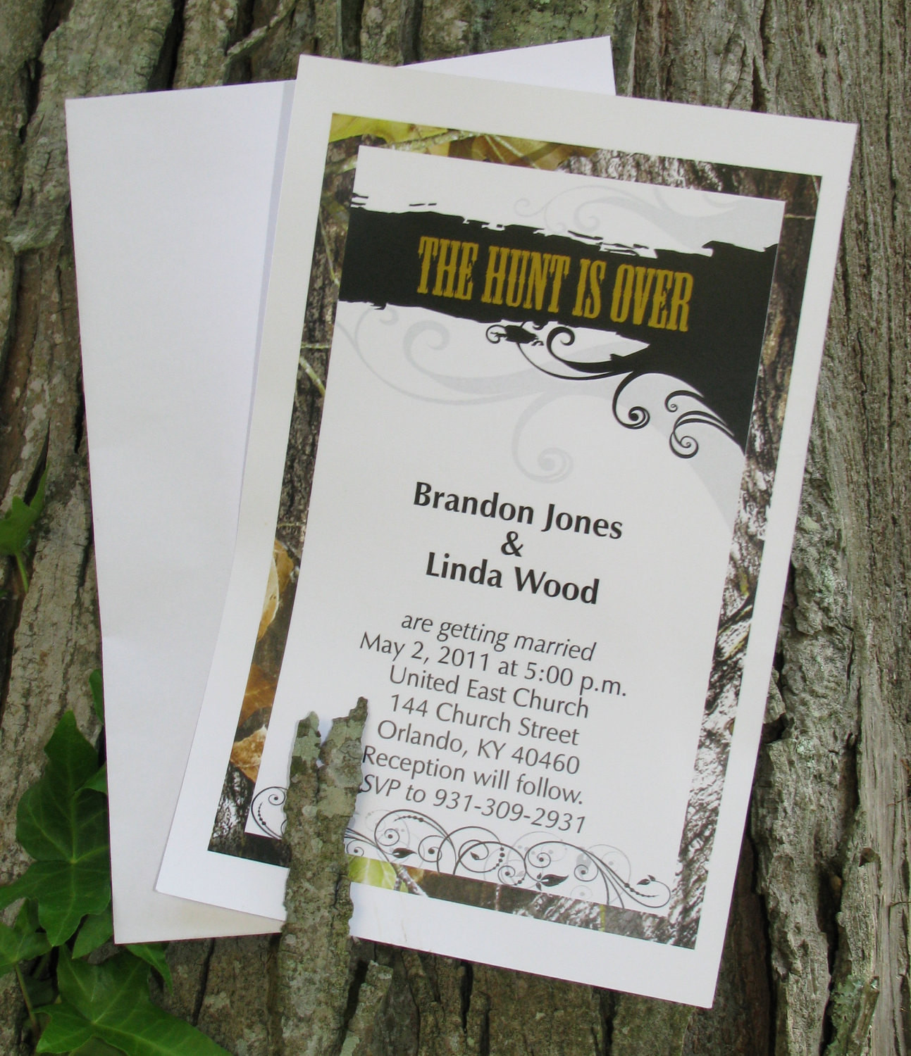 The Hunt Is Over Wedding Invitations
 50 Mossy Camo The Hunt is Over Wedding invitations by