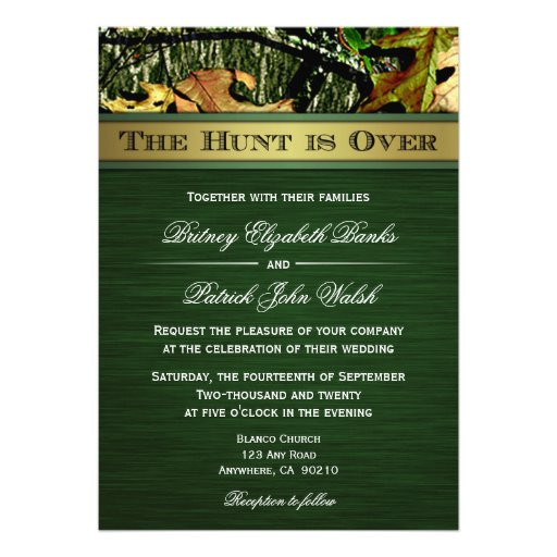 The Hunt Is Over Wedding Invitations
 The Hunt is Over Hunting Camo Wedding Invitations 5" X 7