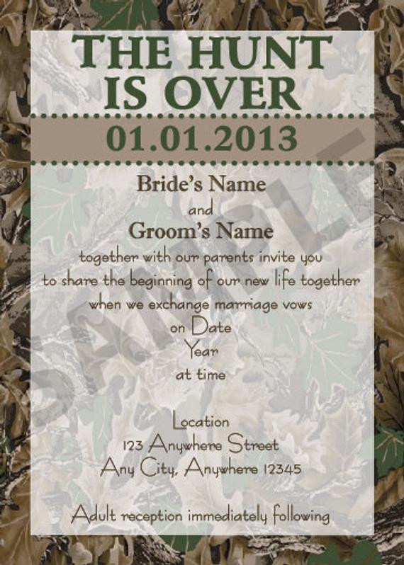The Hunt Is Over Wedding Invitations
 Items similar to DIY The Hunt is Over Wedding Invitations