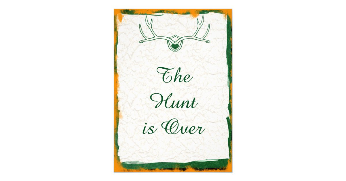 The Hunt Is Over Wedding Invitations
 The Hunt is Over Antler Camo Wedding Invitations