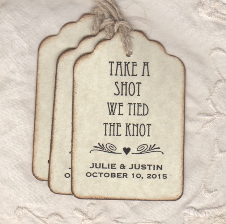 The Knot Wedding Favors
 50 Personalized Take A Shot We Tied The Knot Wedding Favor