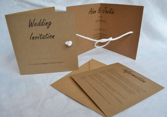 The Knot Wedding Invitations
 Tie the Knot Wedding Invitation by GraceandBramble on Etsy