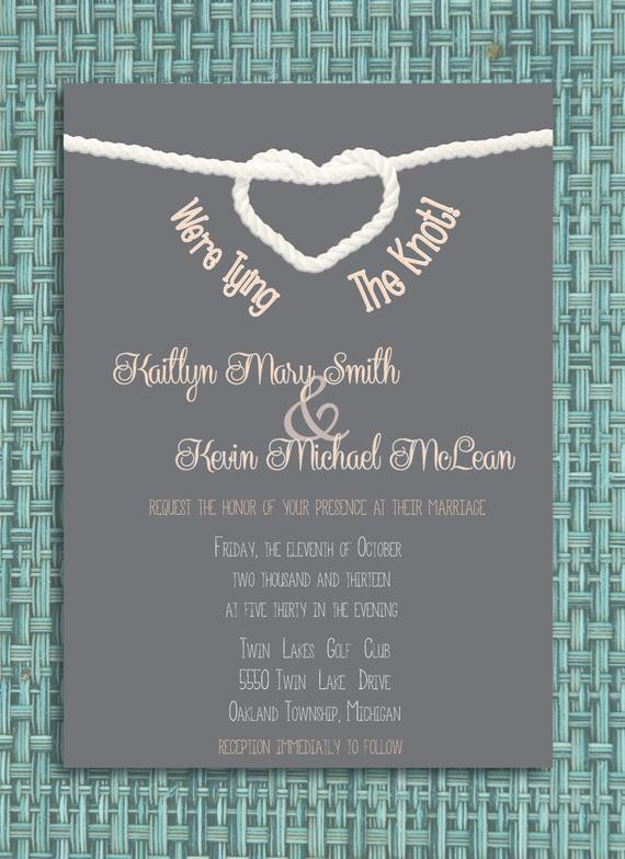 The Knot Wedding Invitations
 Tying The Knot Wedding Invitation DIY by WiseLiLOwlDesigns