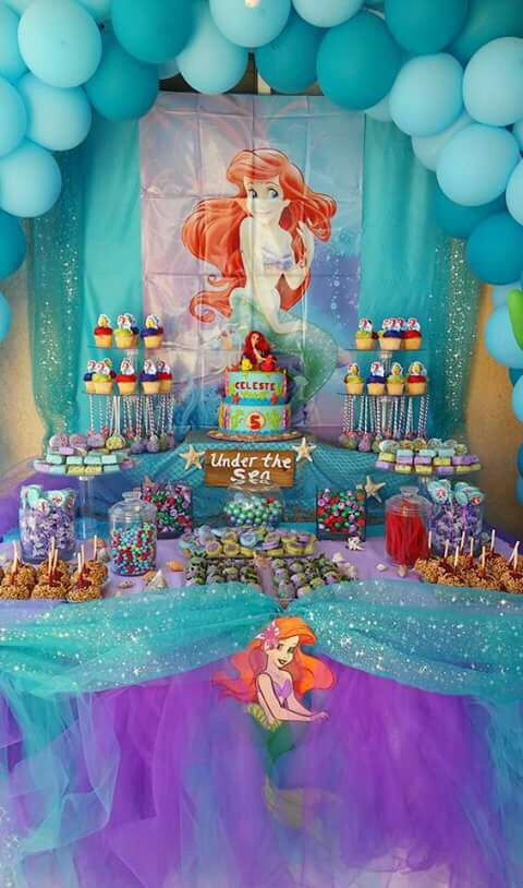 The Little Mermaid Theme Party Ideas
 Little mermaid party Under the sea candy table Caramel