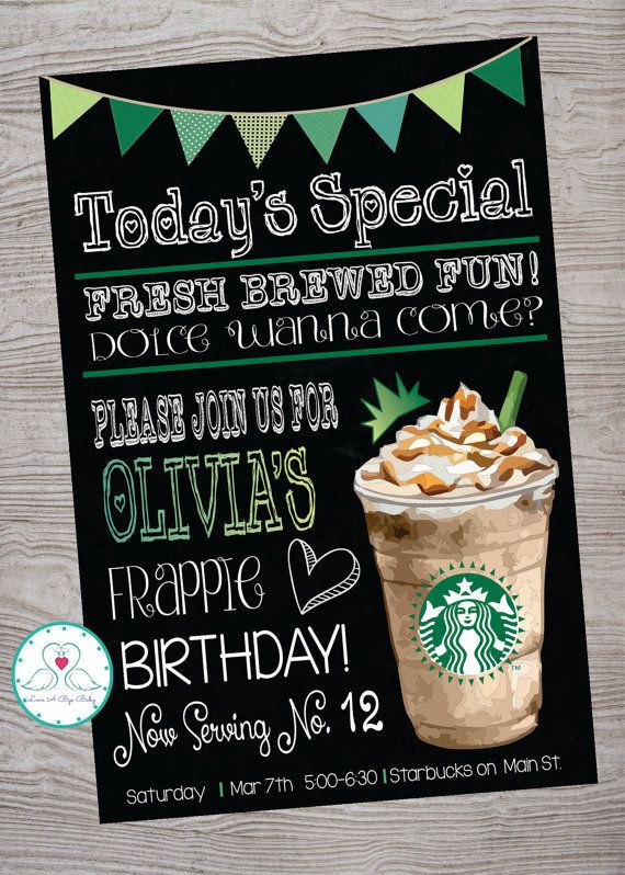 Themed Birthday Party Invitations
 Cafe Starbucks themed birthday party invitation Designed