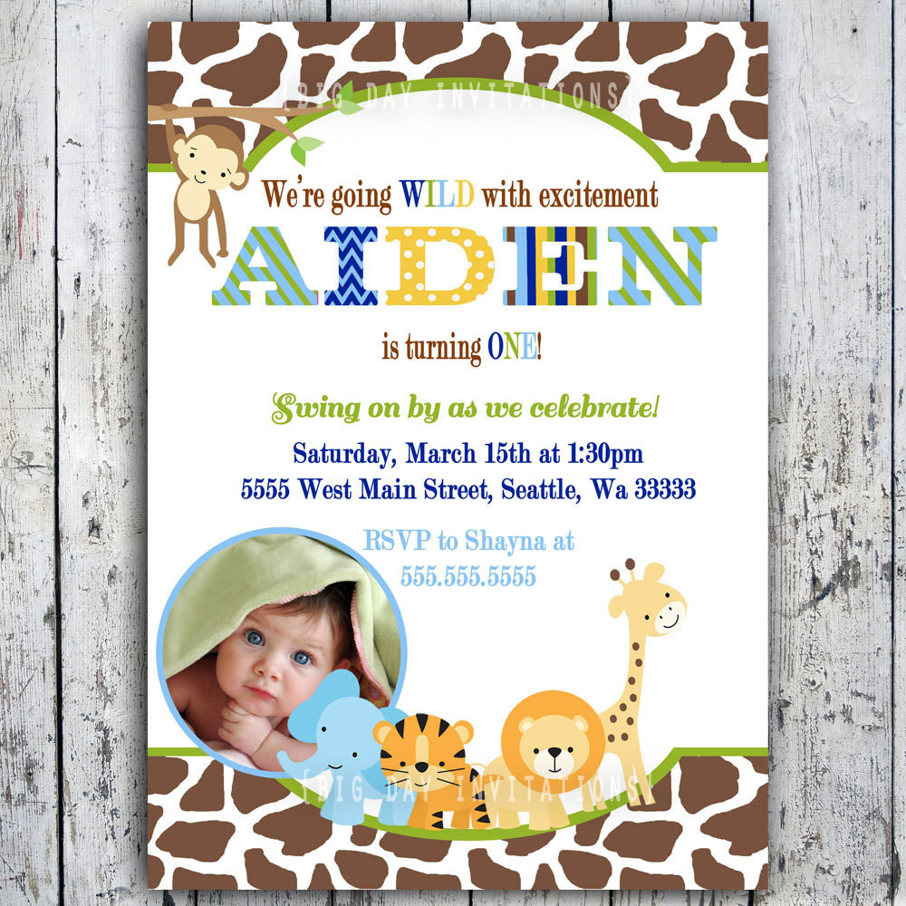 Themed Birthday Party Invitations
 Safari Birthday Invitations Jungle Animal Theme Printable