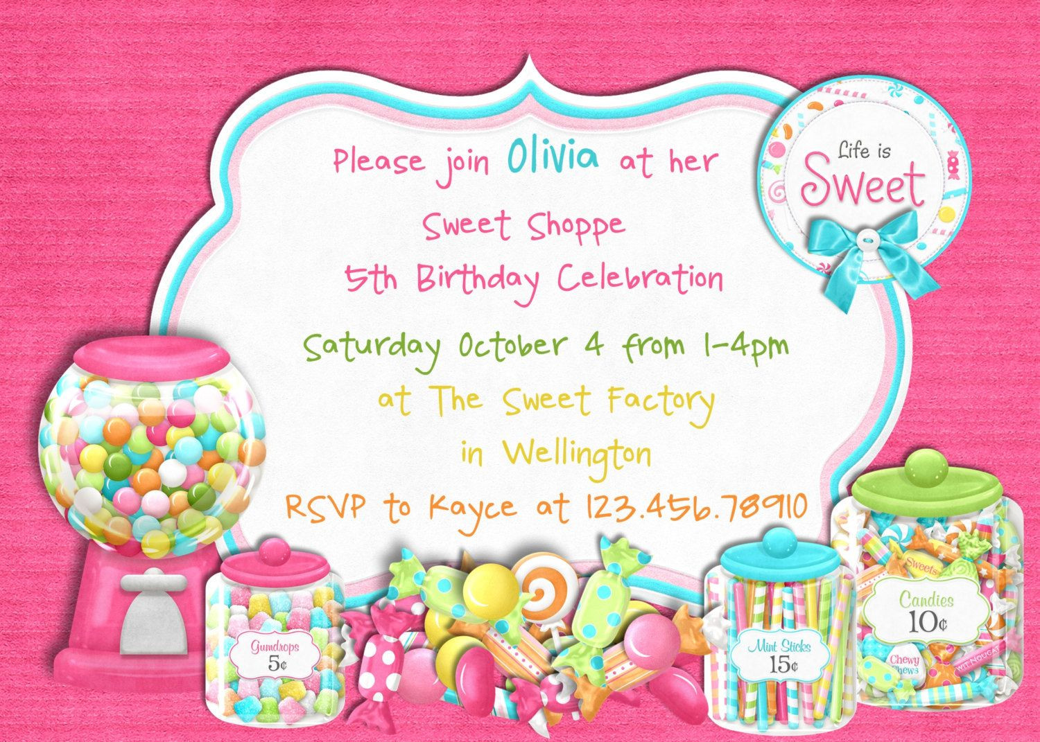 Themed Birthday Party Invitations
 Cool FREE Template Candy Themed Birthday Party Invitations