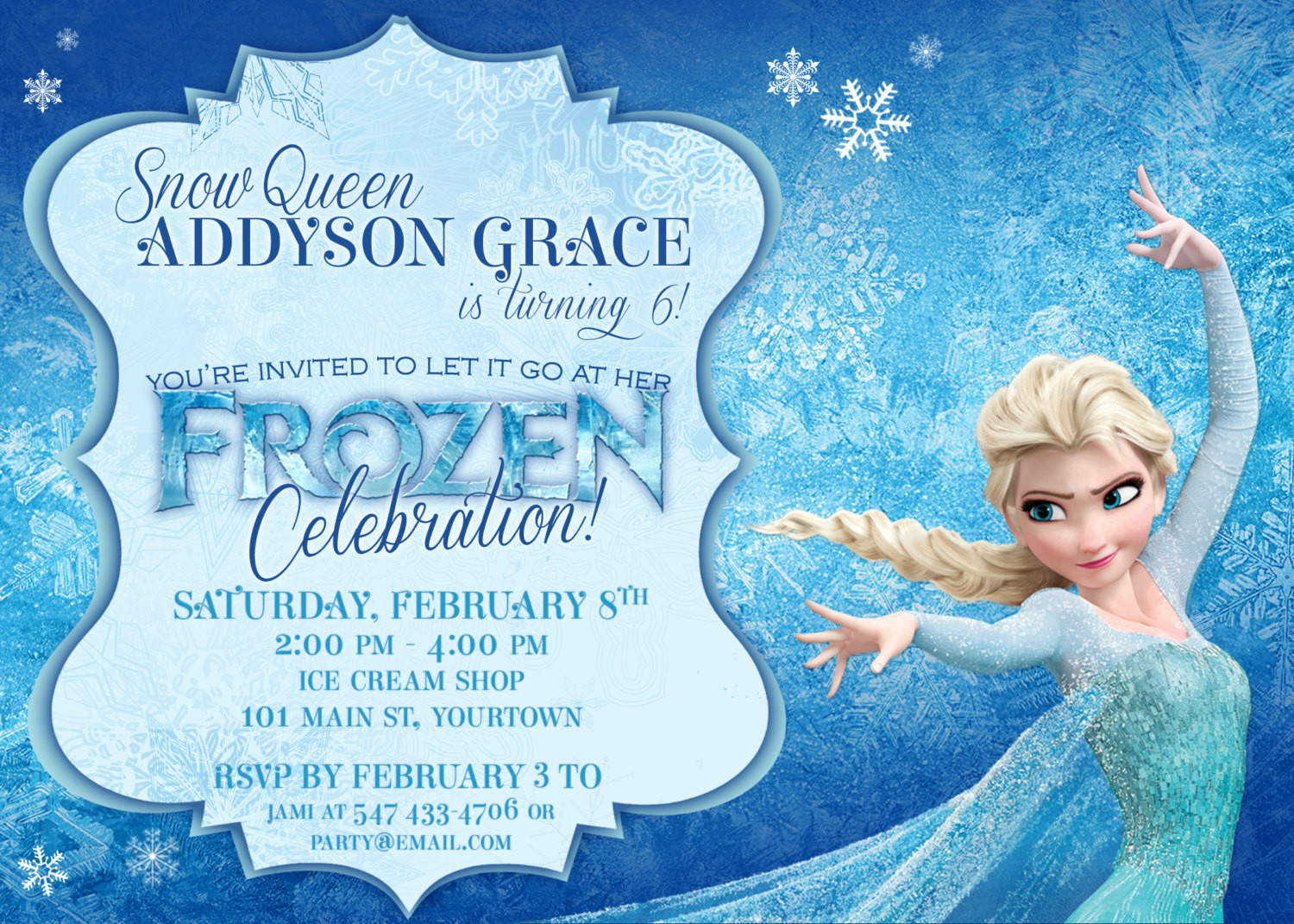Themed Birthday Party Invitations
 FROZEN Themed Party Invitations Printable PDFs Elsa and