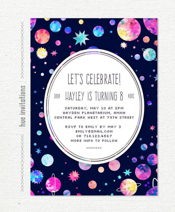 Themed Birthday Party Invitations
 space themed birthday party invitation girls space birthday