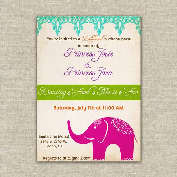 Themed Birthday Party Invitations
 Items similar to Bollywood themed birthday party