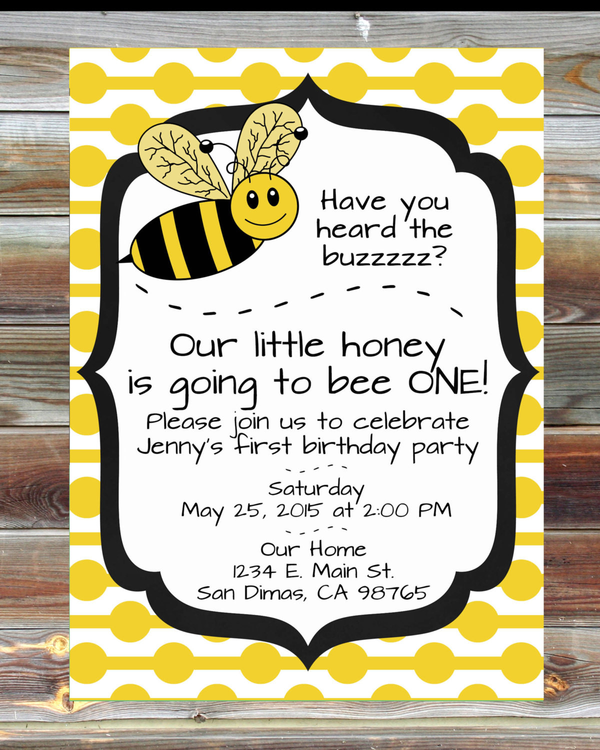 Themed Birthday Party Invitations
 Bee Theme First Birthday Invitation 1st Birthday Boy Girl