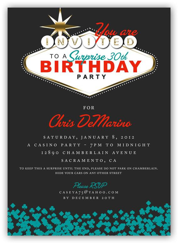 Themed Birthday Party Invitations
 Fabulous Las Vegas Themed Party Invitation 4x6 or 5x7