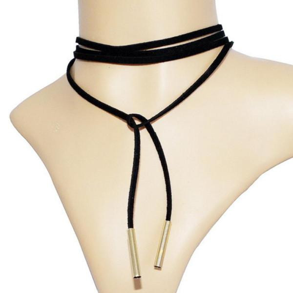 Thin Black Choker Necklace
 Black Thin Leather Strap Choker Necklace – Ashley Jewels