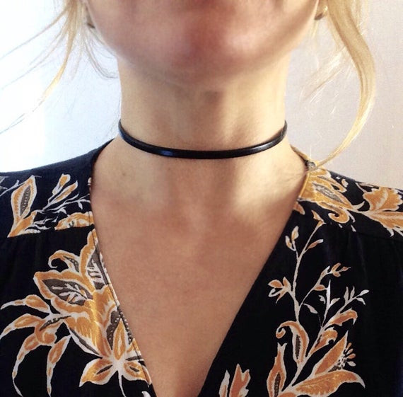 Thin Black Choker Necklace
 Leather Choker Thin Black Choker Christmas Gift For by