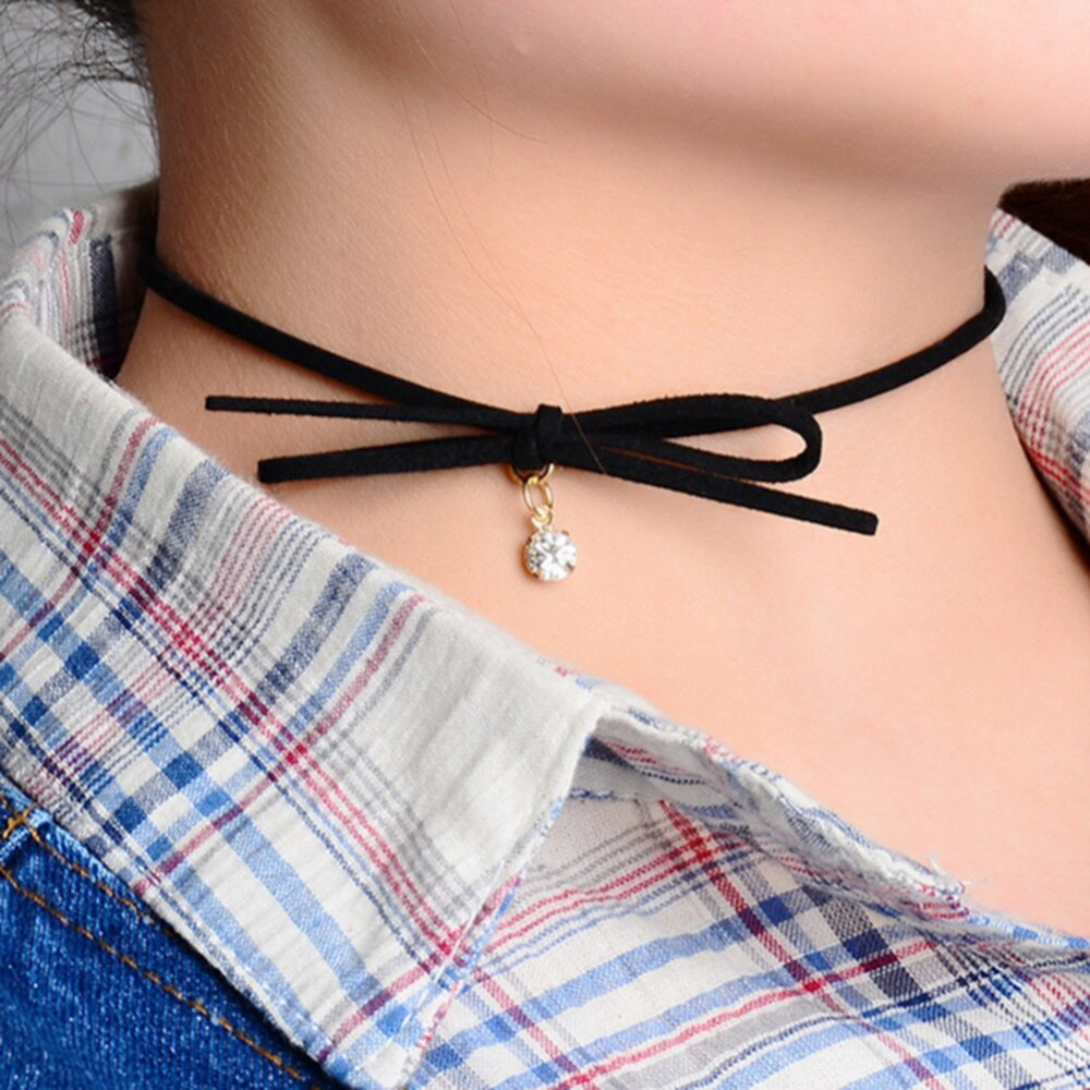 Thin Black Choker Necklace
 2016 Simple Fashion Choker Necklace Thin Black Leather