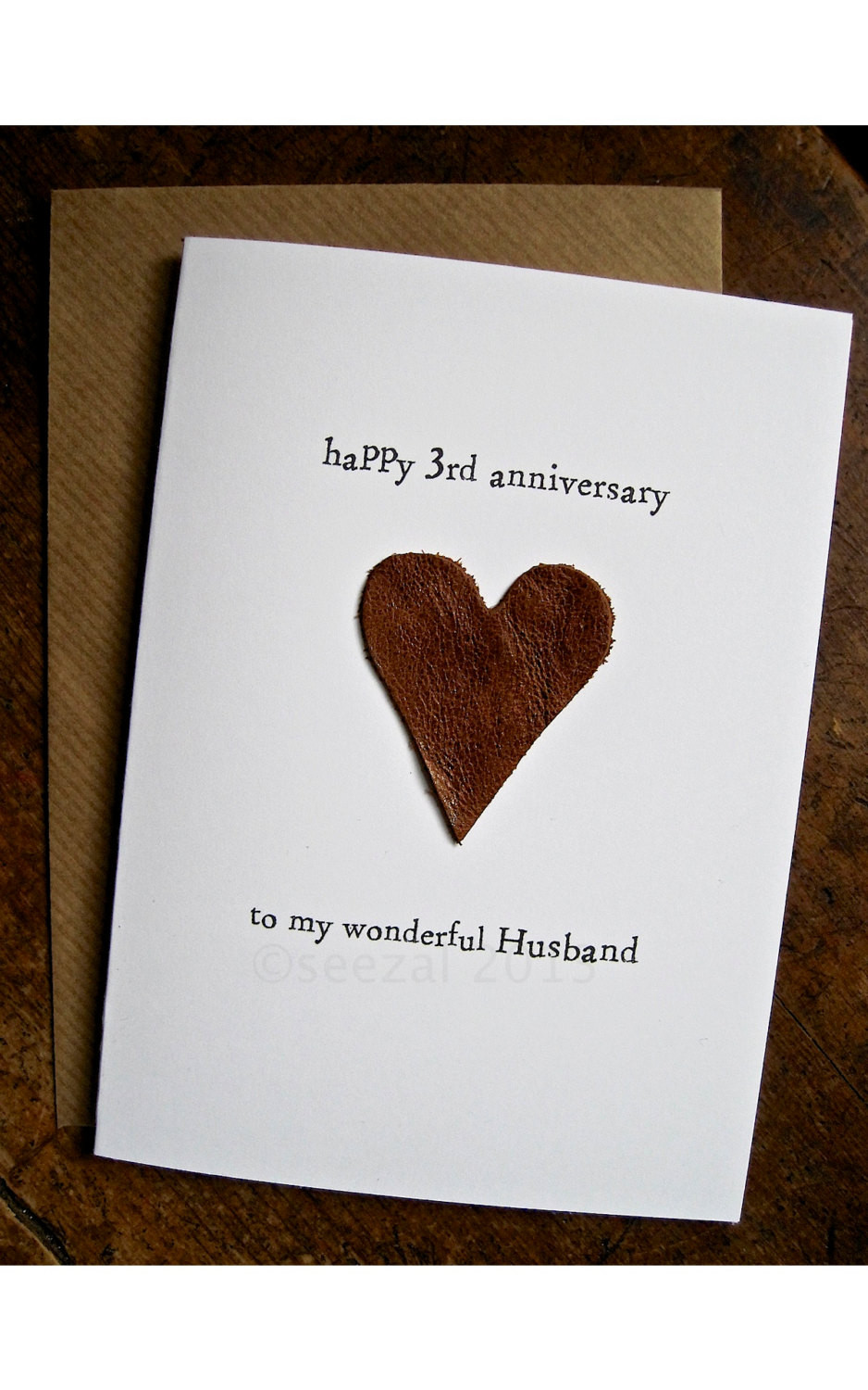 Third Wedding Anniversary Gifts
 3rd Wedding Anniversary Card HUSBAND Traditional t LEATHER
