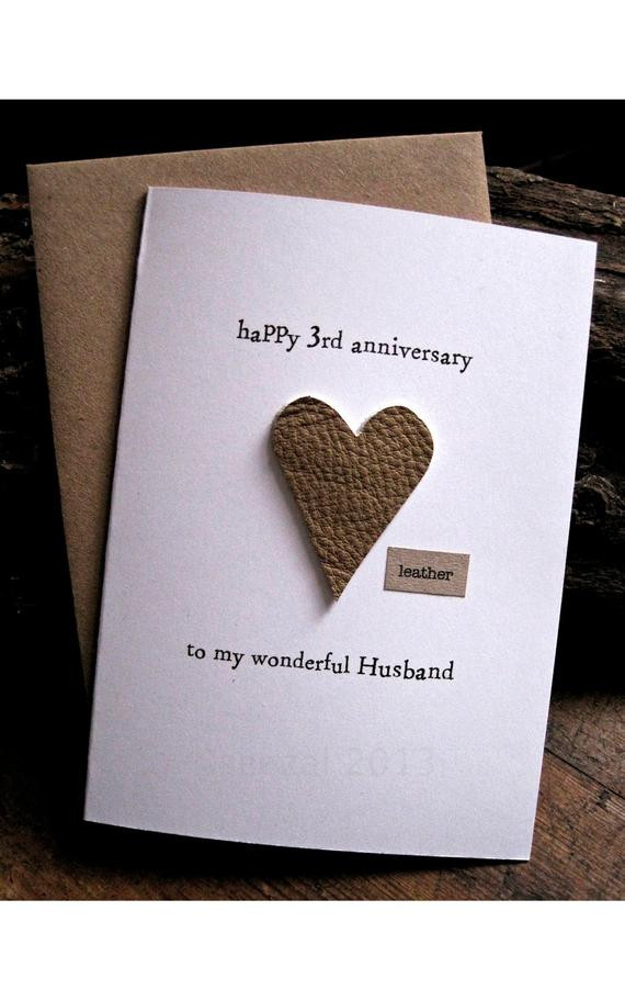 Third Wedding Anniversary Gifts
 3rd Wedding Anniversary Card LEATHER Traditional by