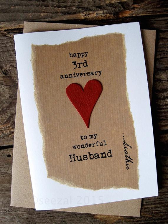 Third Wedding Anniversary Gifts
 3rd Wedding Anniversary Card Leather Traditional by