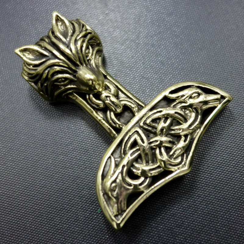 Thor's Hammer Necklace
 Thor s Hammer Pendant Celtic WOLF GOD MJOLNIR Viking