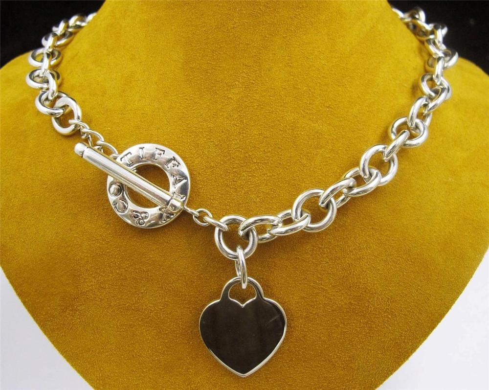 Tiffany And Co Necklace
 Tiffany & Co Heart Tag Toggle Chain Link Silver Necklace