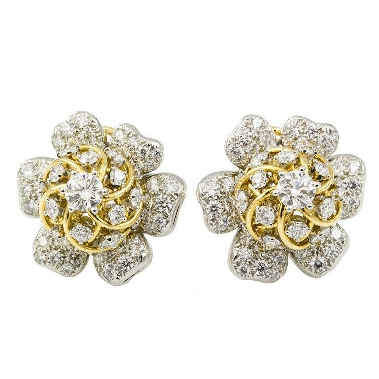 Tiffany Diamond Earrings
 TIFFANY & CO SCHLUMBERGER Diamond Platinum 18k Gold