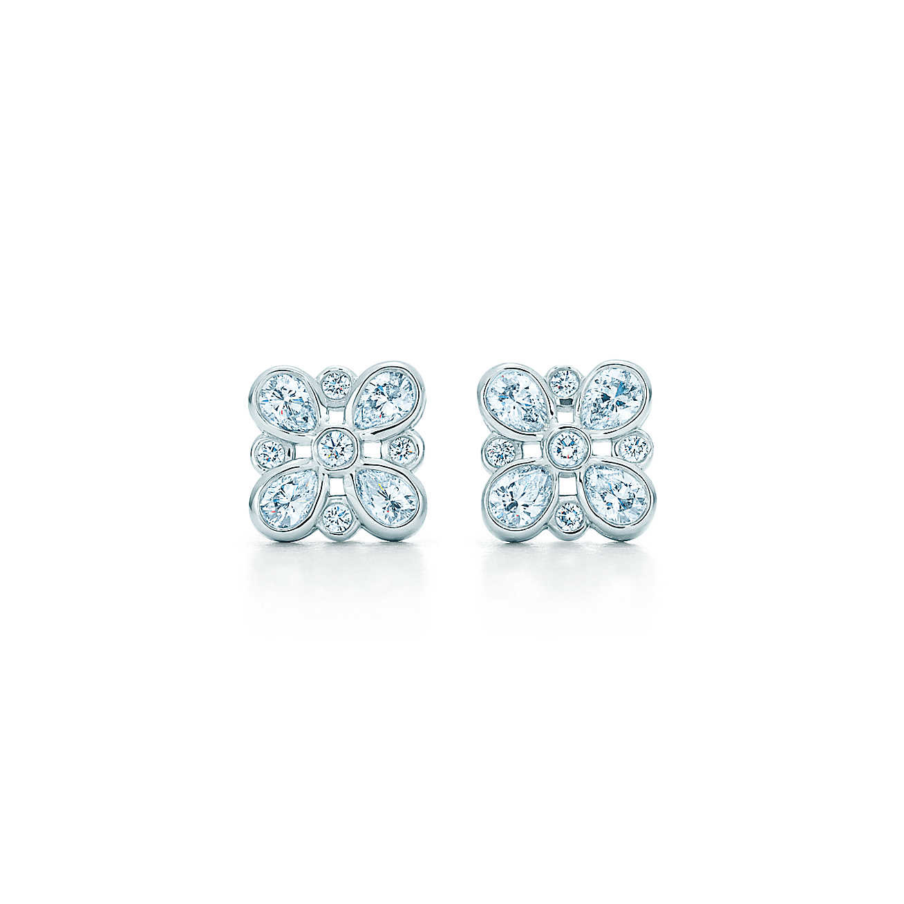 Tiffany Diamond Earrings
 Tiffany Enchant diamond earrings in platinum