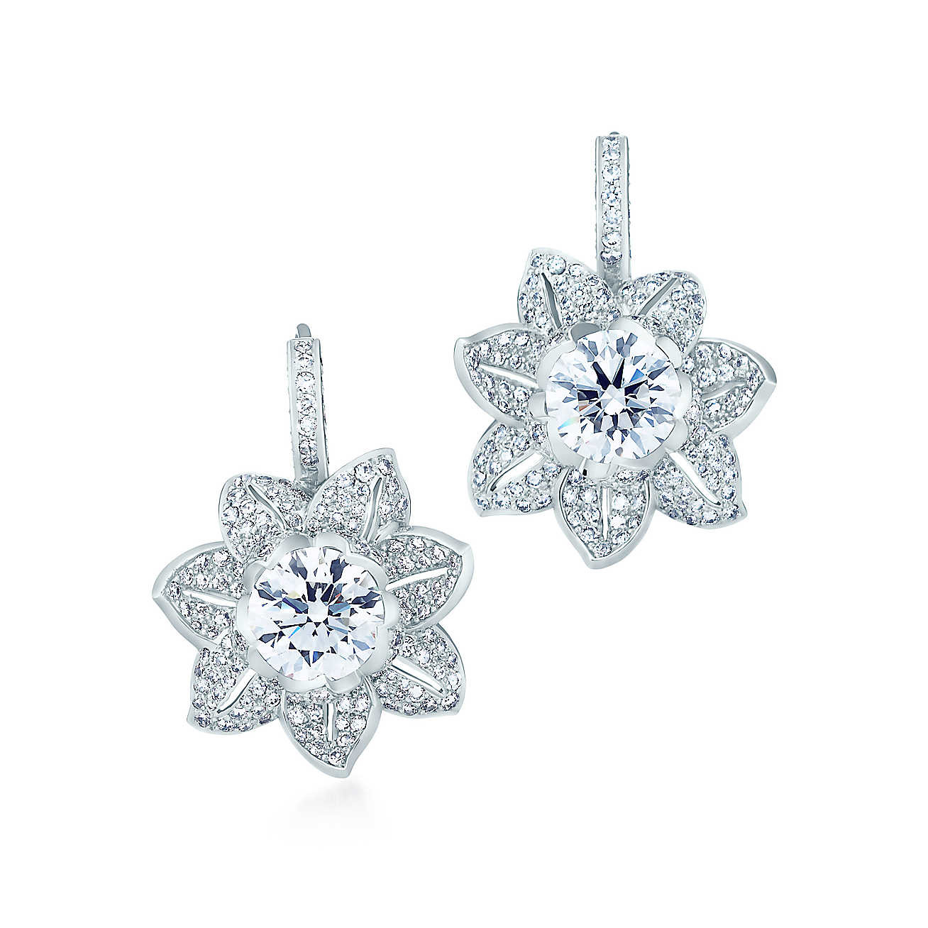 Tiffany Diamond Earrings
 Diamond flower earrings in platinum